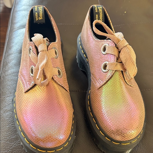 Dr. Martens Shoes - Dr. Martens Iridescent Pink Lace-Up Shoes